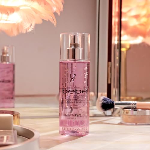 Bebe Sheer Body Mist - Body Spray for Women - Sensual and Flirtatious Womens Fragrance with Citrus Cocktail, Pink Peony and Sandalwood Notes - 8.4 oz
