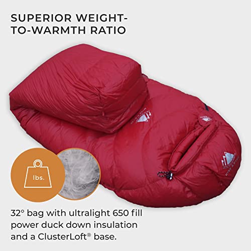 Hyke & Byke Shavano 32 F Hiking & Backpacking Sleeping Bag - 3 Season, 650FP Duck Down Sleeping Bag - Ultralight - Black -...