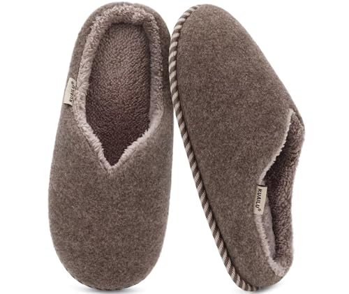 KuaiLu Womens Supportive Memory Foam Slippers Felt Fuzzy Lined Heel Cushion Lightweight House Shoes for Indoor Outdoor