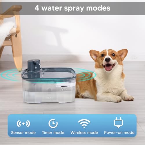 Kenida Dog Water Fountain Wireless,2.1GAL/8L Large Dog Water Fountain Battery Operated, Dog Fountain Water Bowl with Senso...