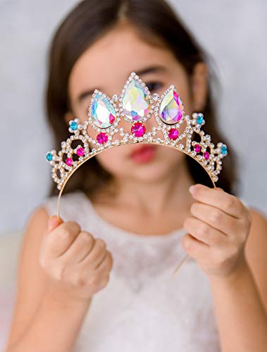 SWEETV Princess Tiaras for Little Girls, Kids Dress-up Crown Headband, Birthday Wedding Halloween Cosplay Hair Accessories
