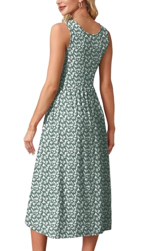 WIHOLL Summer Dresses for Women Flowy Casual Midi Dress Beach Vacation Sundresses with Pockets