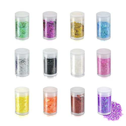 12 Colors Chunky Face Glitter No Glue Cosmetic Body Nail Eye Hair Art Resin Tumbler Glitter Holographic Glitte Glitter Mak...