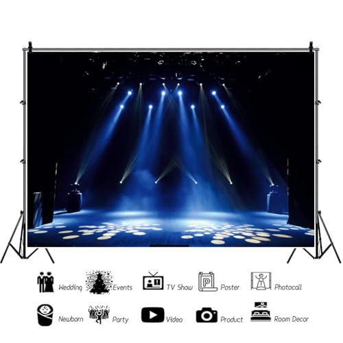 Yeele 8x6ft Stage Spotlight Backdrop for Photography Blue Light Concert Background Superstar Drama Play Live Music Show Ba...