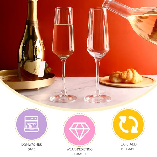 CZUMJJ Champagne Glasses Set of 12, Elegant Champagne Flutes, Modern Sparkling Wine Glasses for Home Bar, Wedding, Anniver...