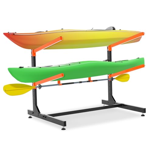 UOKRR Kayak Storage Rack, Freestanding Kayak Racks for Garage, Heavy Duty Adjustable Kayak Stand Indoor Outdoor Storage Ra...