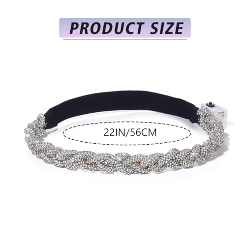 JEAIRTS Light Up Rhinestone Headband Glow Disco Headpiece Led Bling Hair Accessories for Women(1-Silver)