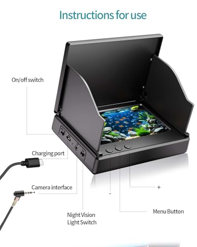 FOURQ Underwater Fishing Camera,Fishing Camera with Infrared Night Vision Light, Portable Fish Finder with 100ft Cable, 4....