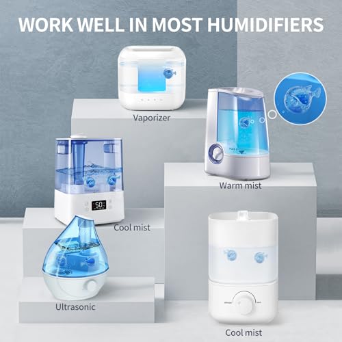 Humidifier Cleaning Fish: 12 Packs Humidifier Tank Cleaner Ball Compatible with Most Humidifiers, Purifier Water, Prevents...