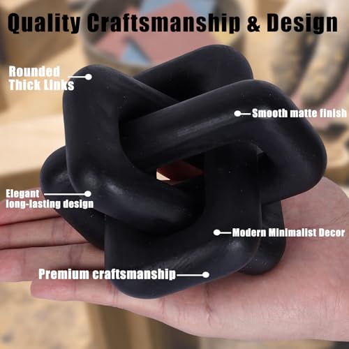 oliruim Wooden Knot Decoration Bohemian Decoration Hand-Carved Knot Black Coffee Table Decoration Suitable for Modern Home...