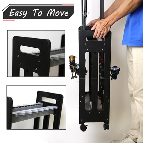 Jorazor Fishing Rod Holder,Fishing Pole Holders for Garage,Rod Holder for 16 Rod and Reel Combos,Vertical Fishing Rod Rack...
