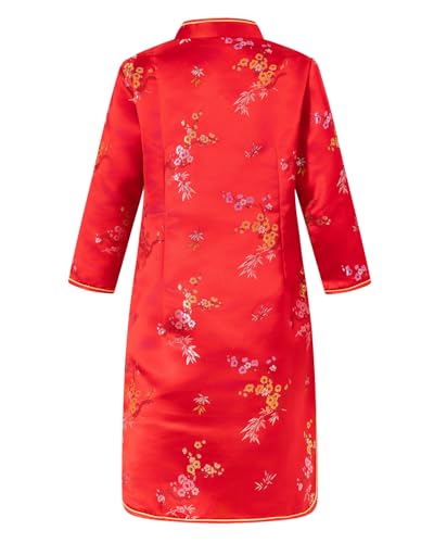 Girls Chinese New Year Dress Long Sleeve Cheongsam Tang Suit Traditional Outfit Spring Festival Qipao