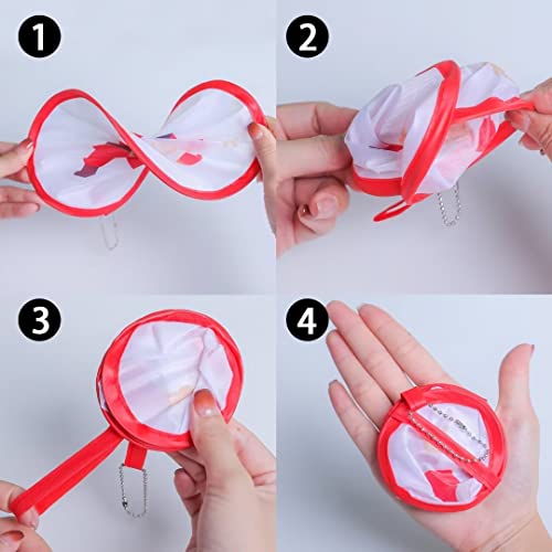 SUJJY 4 PCS 4 Abstract Styles Handheld Compact Cooling Fans Foldable Multi-Role Round Fans for Outdoor Games, Party Decora...