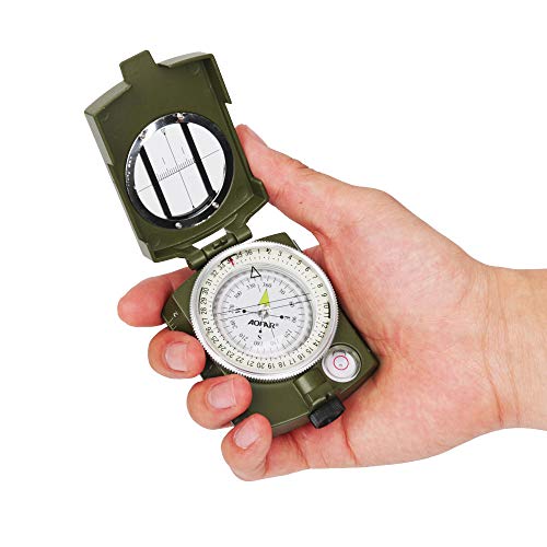 AOFAR Military Compass,AF-4580 Lensatic Sighting, Waterproof and Shakeproof with Map Measurer Distance Calculator, Pouch f...