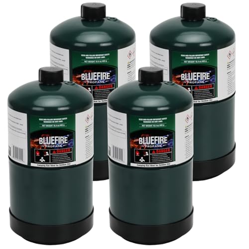 KOMAN BLUEFIRE 1lb Propane Tank Camping Propane Tank Pack of 4 Portable Canister Propane Gas Tank Small Propane Tanks for ...