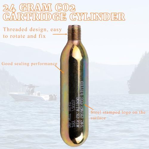 24 Gram CO2 Rearming Cylinder 1/2-inch Replacement Thread CO2 Cartridges for Auto Manual Version of Inflatable Jackets Lif...