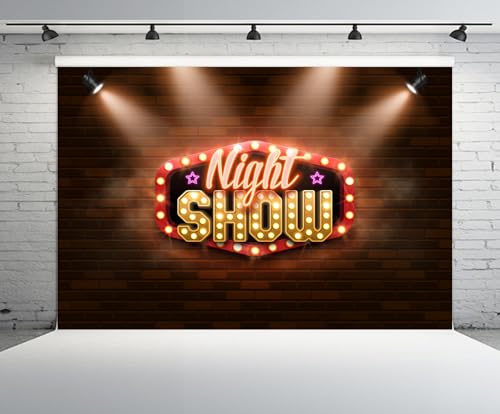CHNYWORK 5x3ft Night Show Backdrop Red Brick Wall Spotlights Red Night Lights Dancing Music Party Background Talk Show The...