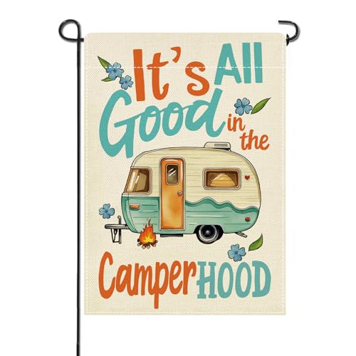 Artofy It's All Good in The Camper Hood Small Decorative Garden Flag, Camping RV Campfire Floral Yard Lawn Outside Decor, ...