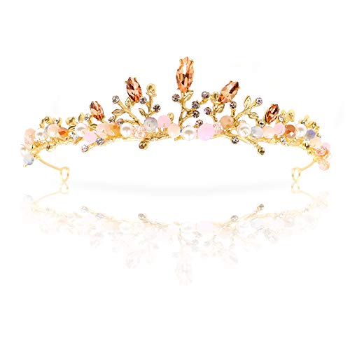 NODG Gold Tiaras and Crowns for Women - Rhinestone, Pearl Bridal Tiaras and Headbands for Wedding, Birthday, Prom