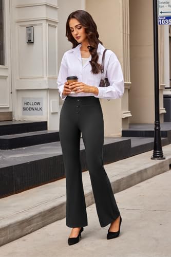 keriffe Womens Bootcut Dress Pants High Waist Stretchy Business Work Casual Trousers with Back Pockets Office Slacks