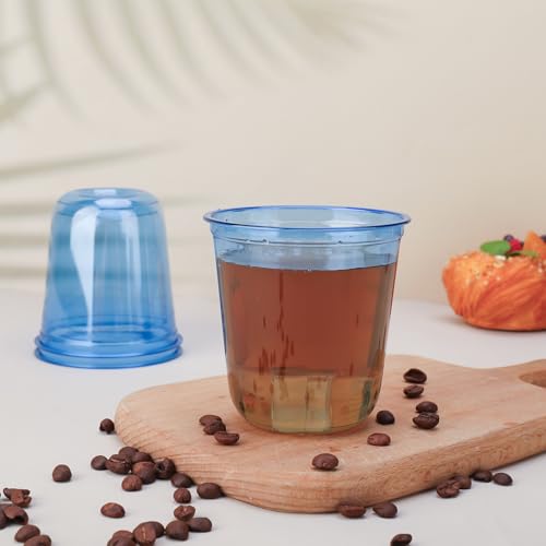 Xuelimei 50pcs 12oz Disposable Stemless Glasses,PET Disposable Drinking Cups,Cold Party Clear Plastic Wine Glasses for Par...
