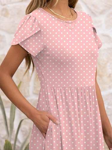 ANRABESS Women's Summer Short Sleeve A-Line Midi Dresses Casual Floral T-Shirt Dresses Flowy Beach Sundress with Pockets