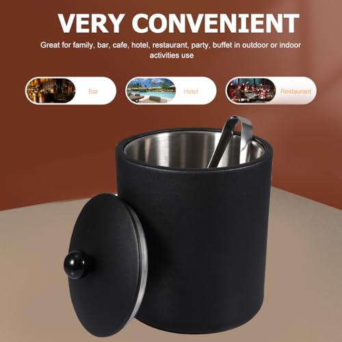 Cabilock Stainless Steel Ice Bucket with Tong Thickened Wine Cooler 7.3X5.5 Inches for Home Bar Parties and Outdoor Use