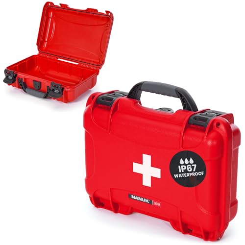 NANUK 909 Waterproof First Aid Box Empty – Durable, Medical First Aid Organizer Case, IP67-Rated, Dustproof, Impact-Resist...