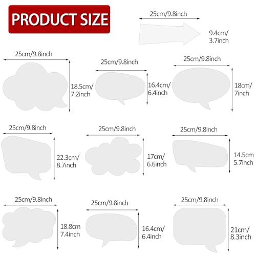 18pcs Blank Photo Booth Props Black Chalkboard Photo Booth Props Frame with Bubble DIY Photo Props for Birthday Wedding Pa...