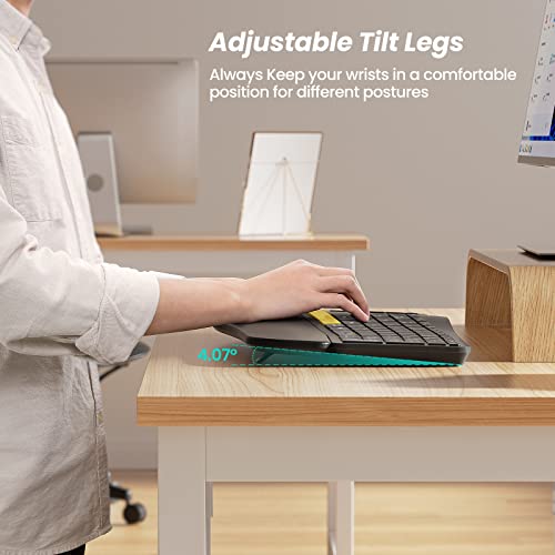 Nulea Wireless Ergonomic Keyboard, Split Keyboard with Wrist Rest, USB-C Charging, 7-Color Backlight, Natural Typing, Blue...