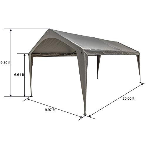 Sunnyglade 10x20 Feet Carport Replacement Top Canopy Cover with Fabric Pole Skirts and Accessories for Car Garage Shelter ...