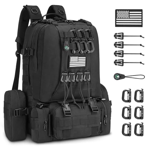 CVLIFE 60L Tactical Backpack for Men Women Military Large Army Rucksack With D-Ring Molle Clips Compass Accessories 3 Day ...