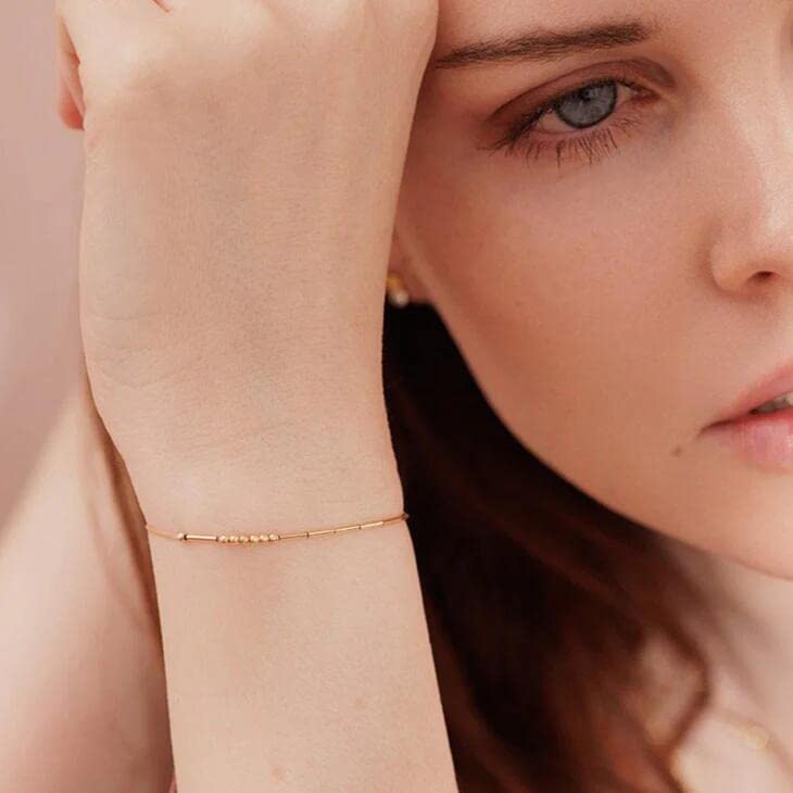 JoycuFF Best Friends Morse Code Bracelets for Women Inspirational Birthday Mother 's Day Christmas Gifts for Friend BFF Gold Bea