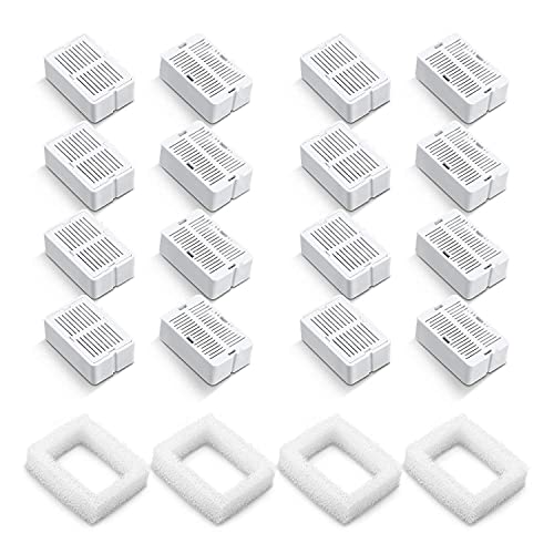 VinDox Pet Fountain Filters - 16 Carbon and 4 Foam Pre-Filters for Ceramic/Cupcake Pet Fountain