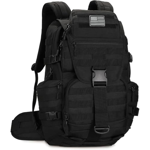HongXingHai 50L Military Tactical Backpack 3 Day Assault Pack Molle Daypack Hiking Backpack for Men and Women (Black)