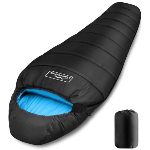 KAMPKEEPER Mummy Sleeping Bag, Cold Weather Camping Sleeping Bag, 32℉ 3-4 Seasons Adults Sleeping Bag, Non-Snag Zipper wit...