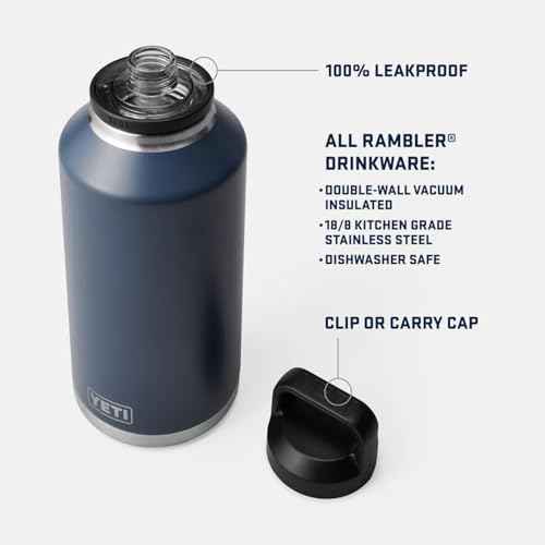 YETI Rambler 64 oz Bottle, Vacuum Insulated, Leakproof, Stainless Steel with Chug Cap, Black Forest Green