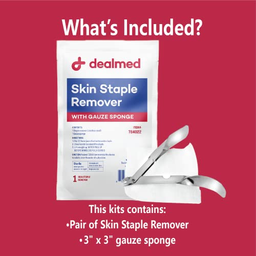 Dealmed Sterile Staple Removal Kit, Includes Staple Remover and Gauze Sponge, Staple Removal Tool Single-Use Kit, Ideal fo...