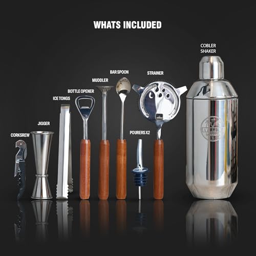EVERYDAY COCKTAIL® |10-Piece Luxury Cocktail Shaker Set Bartender Kit with Stand | Drink Mixer Set | Bar Accessory Tools: ...