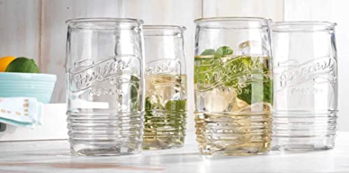 Glaver's Original Mason Set of 8 Drinking Glasses 4-20 Oz Highball Glasses, and 4-13 Oz Whiskey Glass Cups For Everyday Ho...