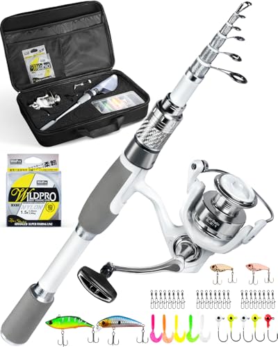 Ghosthorn Fishing Rod and Reel Combo Carbon Fiber Telescopic Fishing Pole Carrier Bag Portable Kit Saltwater Freshwater