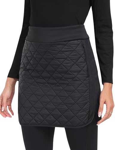 MoFiz Women's Quilted Puffer Skirt Insulated Warm Winter Skirt with Full Zipper Snow Skirts for Hiking Running Golf Outdoor