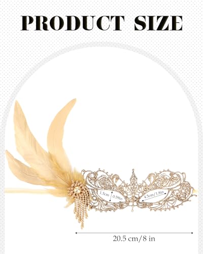 Zinniday Lace Masquerade Masks for Women - Elegant Venetian Mask 1920s 50s Antique Eyemask Feather Halloween Mask for Party