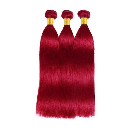 Red Human Hair Bundles Red Straight Bundles Hair Weave 28 30 32 Inch 8A Brazilian Virgin Remy Hair 3 Bundles Double Weft Soft Real Human Hair Extensions