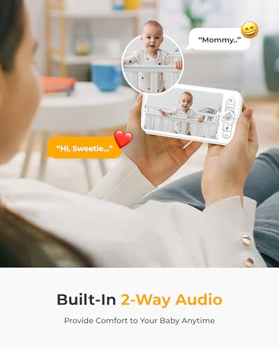 ARENTI Baby Monitor 2 Cameras, Smart Baby Camera with 5-Inch Wireless Display, Super Night Vision, Temperature Sensor, Sound Detection, Auto Motion Tracking, 2-Way Audio, VOX Mode(B2 Set)