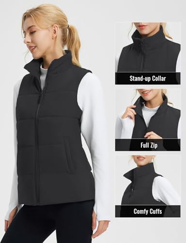 BALEAF Women's Running Puffer Vest Lightweight Winter Warm Vests Water Resistant Sleeveless Puffer Jackets