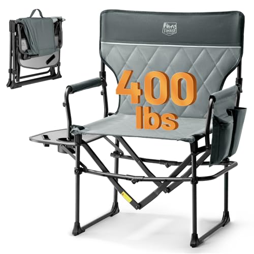Timber Ridge Aluminum Camping Directors Chair with Side Table Pocket, Portable Folding Chair, Heavy Duty Lawn Chair for Fi...