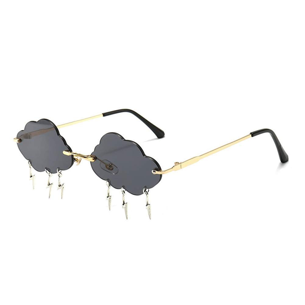 ENTHYI Cloud lightning Sunglasses for Women/Men Rimless Wave Glasses Eyewear for Party Rimless Sun glasses (black)