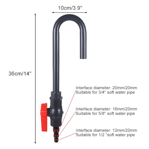 MiOYOOW Aquarium Water Changer, PVC Aquarium Water Filler Hanging Fish Tank Hook Filler with Flow Switch for 1/2“, 5/8”, ...