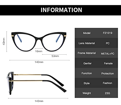 LJCZKA Blue Light Blocking Glasses Women Anti Eye satrain Computer Cat eye Eyeglasses Cateye Clear Frame